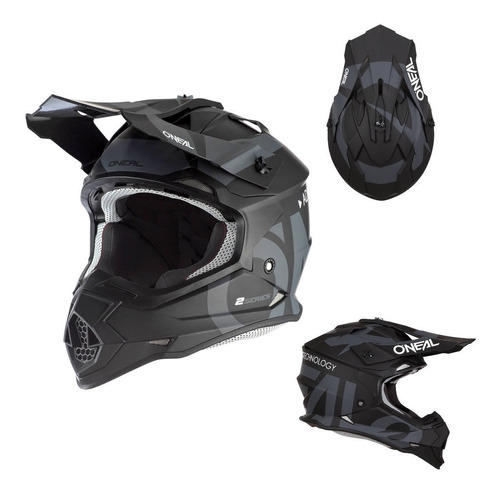Casco Oneal Motocross Enduro 2 Series Slick Negro/ Gris Color Negro Tamaño del casco S 55-56cm