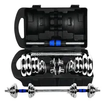 Comprar Kit De Mancuernas Pesas Con Barra Discos Ejercicio Gym 20kg Color Negro