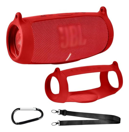 Funda De Silicona Para Jbl Charge 5 Con Correa Color Rojo