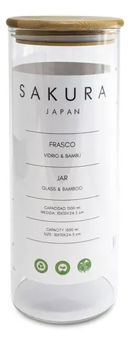 Frasco Vidrio con Tapa Bambú 350ml / 36 unidades - La Vida Fácil