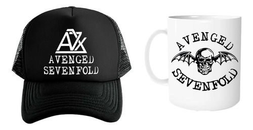 Gorra Black Unisex Y Taza 11oz Avenged Sevenfold Metal Rock