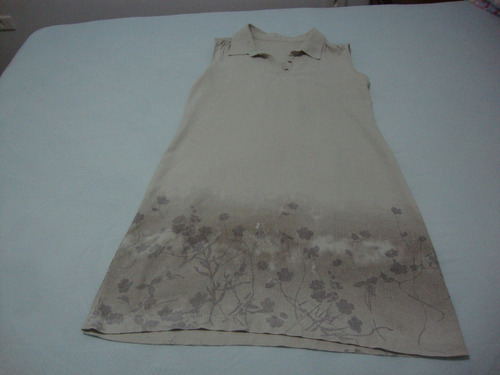 Vestido Curto -cor:palha -folhas Secas - Gatos E Atos - M 40