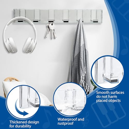 Perchero De Pared Plegable Con 6 Ganchos Adhesivos