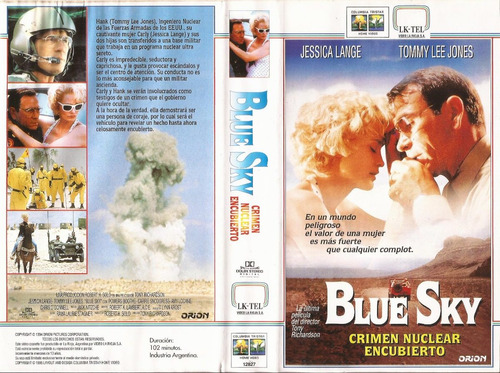 Blue Sky Vhs Jessica Lange Tommy Lee Jones Chris O'donnell