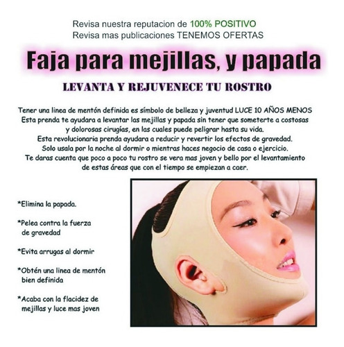 Faja Reductor De Papada Mentón Facial Cachetes Cara Adelgar