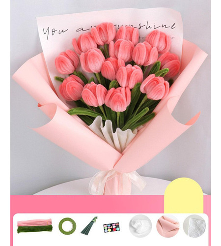 Ramo De Tulipanes Con Flores De Simulación De Felpa Para