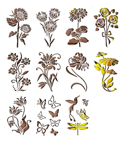 Plantillas De Flores Grandes Para Decoración Exterior M, Par