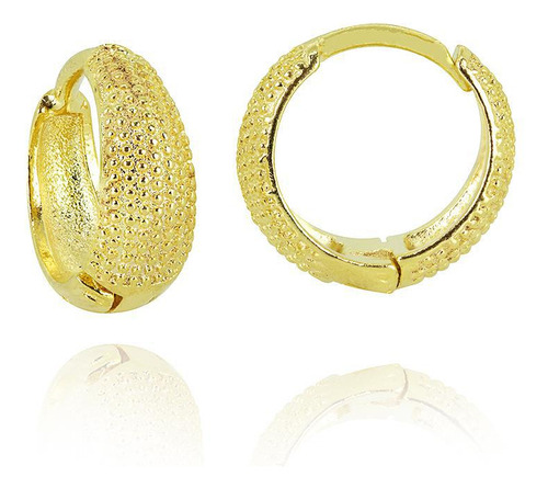 Argola Com Detalhes Em Pontinhos Folheada A Ouro 18k