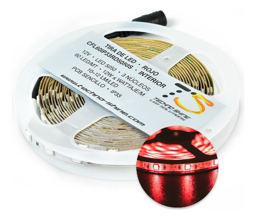 Tira Led 5050 Cinta Flexible 12v Ip33 5 Metros Luz Rojo 1