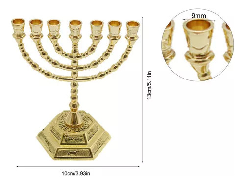 Castiçal Menorah De 7 Braços Temple Jerusalem 12 Tribes Isra