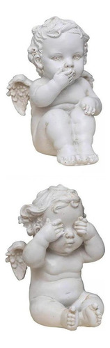 . 2 Estatuas De Ángel Adorables Querubines En Miniatura Para