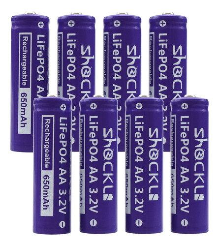 Shockli Aa 3.2 Voltios Lifepo4 650 Mah Batera Recargable, Ba