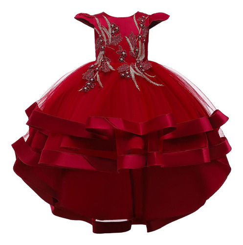 Vestido De Fiesta Para Niñas Con Diseño Flores Asimétrico