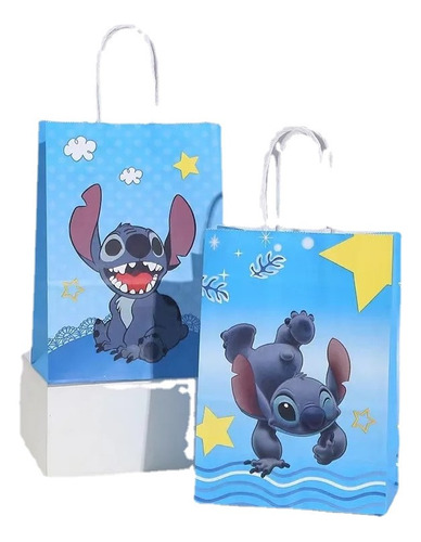 12 Bolsas De Papel Kraft Para Dulces, Sorpresas De  Stitch