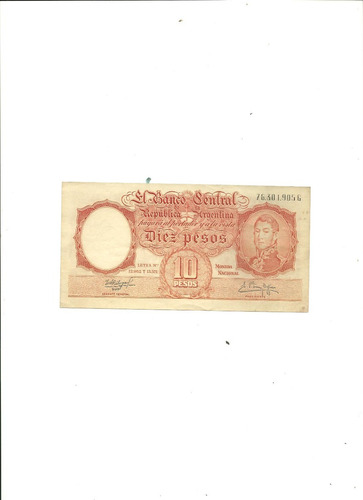 Argentina:billete  Diez Pesos Leyes Nº 12962 Y 13571