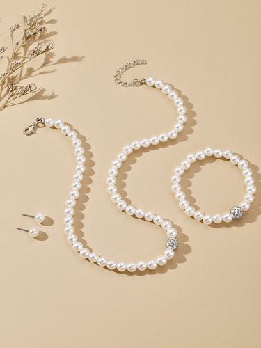 Source Factory Pearl Jewelry Set Women's Necklace Earrings