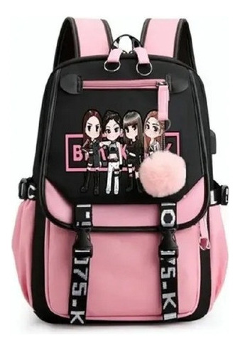 Mochila Linda Chica Con Puerto Usb Kpop Blackpink