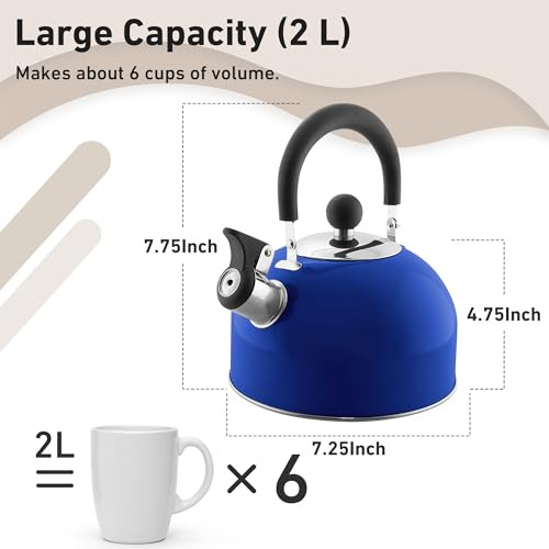 Hervidor De Agua Con Silbido De Acero Inoxidable De 2 Cuarto