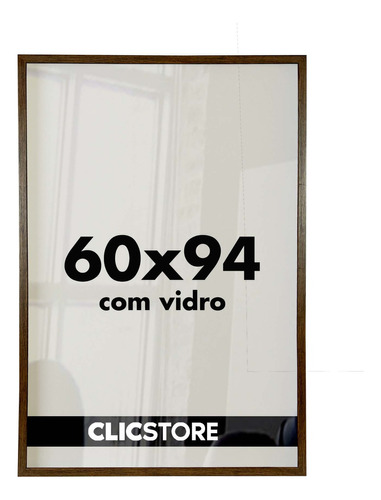 Moldura 60x94 Quadro Decorativo Vidro Poster Foto Corredor Cor Tabaco Liso