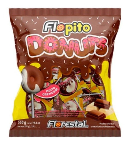 Pirulito Flopito Donuts Choc Branco/aoleite 550g - Florestal