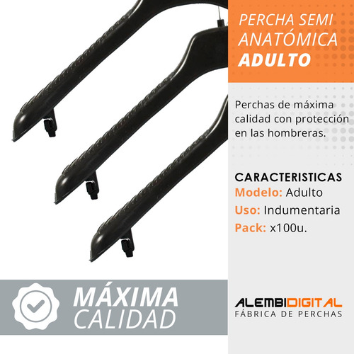 Imagen 5 de 9 de Perchas Plasticas Reforzadas Semi Anatomica Traje Pack 100