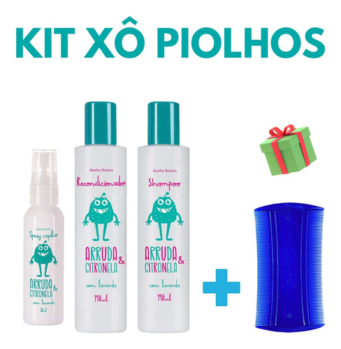 Kit Mata Piolho Shampoo Piolhos E Lêndeas Abelha Rainha 3 Pç