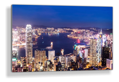 Cuadro De Aluminio Ciudad De Hong Kong 60x90cm