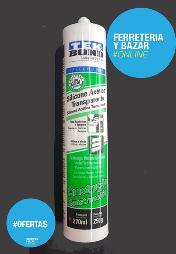 Imagen 2 de 4 de 4 Sellador Silicona Universal X 270 Ml Transparente Tek Bond
