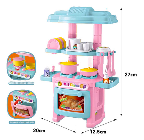 Mini Cozinha Infantil Para Meninas Com 48 Acessórios