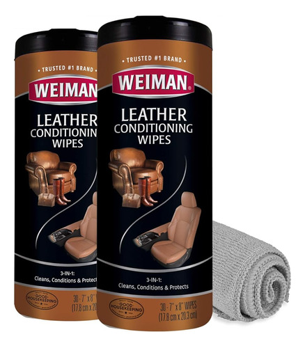 Toallitas Limpiadoras De Cuero Weiman - 2 Paquetes Con Paño 