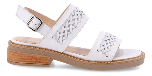 Sandalias De Cuero Calado Base De Goma Taco 3cm.- Mujer