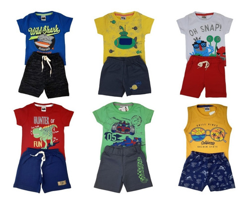Kit 4 Conjunto Masculino Menino Roupa Infantil Short Moletom