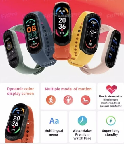 Imagen 9 de 9 de Reloj Inteligente Smartband Smartwatch M6 Pulsera Deportes