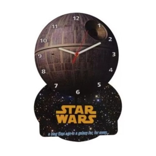 Relógio De Parede Star Wars Estrela Da Morte Mdf C Pêndulo 
