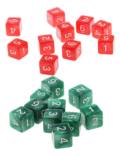 107d6 Dados Numeral Dado De 6 Caras De Verde Y Rojo