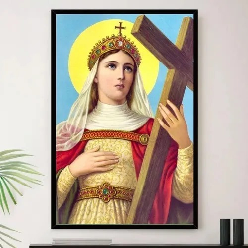 Quadro Santa Helena Jesus Catolica Decorativo A4 23x33cm