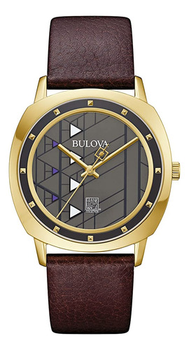 Bulova Hombre Frank Lloyd Wright Hollyhock House Gold Tone A