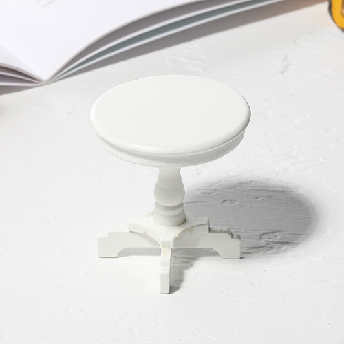 Retro - Miniature Dollhouse Wooden Round Table Prop