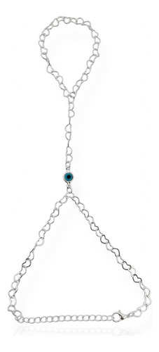 Pulseira Com Anel Hand Chain Folheado A Prata