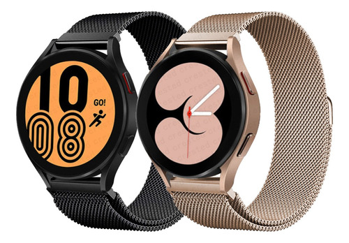 2 Correas De 20mm Para Relojes Smartwatch Acero Milanesa