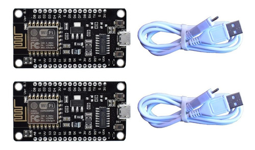 2 Pzs Nodemcu Esp8266 Esp12e V3 Wifi Ch340 + Cable Micro Usb