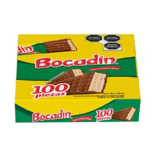 100 Galleta Con Chocolate Bocadin 10.5g C/u