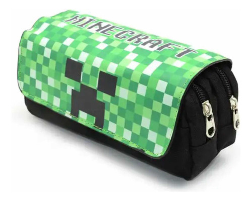 Estuche Escolar Lápices Minecraft Creeper 3 Compartimientos