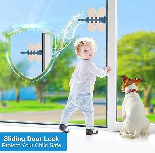 Cerradura Para Puerta Corrediza De Vidrio Para Niños (2pz) Color Amarillo - Blanco
