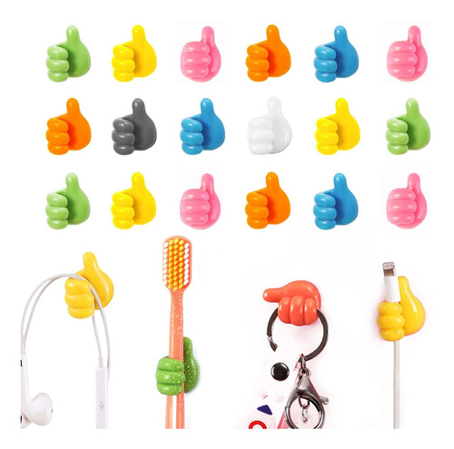 18 Gancho Silicona Para Pared Pulgar Clips Organizador Cabl