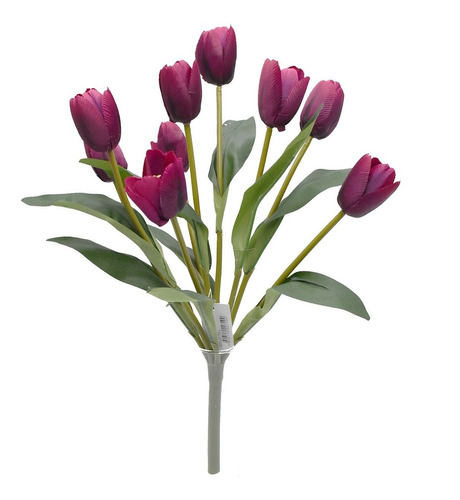 Tulipanes Artificiales Ramo 9 Flores 40 Cm Altura Pack 1 Pz