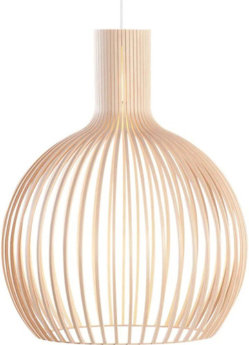 Lámpara Colgante Jaula De Madera + Lámpara Led Incluido