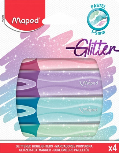 Marcadores Resaltadores Maped Colores Glitter Pastel X 4 Un