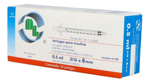 Jeringa Desechable Caja Con 10 Piezas 0.5 Ml Con Aguja 31g X 0.5 Ml