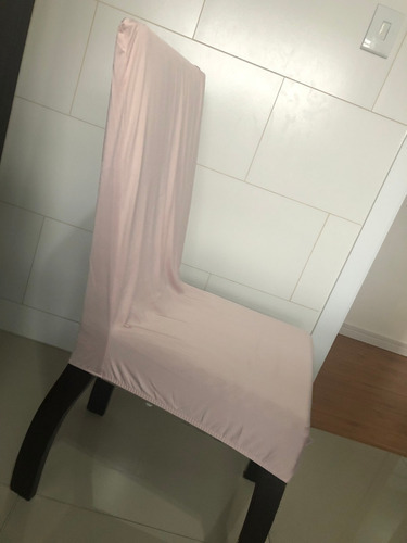 Capa De Cadeira De Jantar Malha Lisa - Kit 6 Unidades Cor 782 Rosa Quartzo